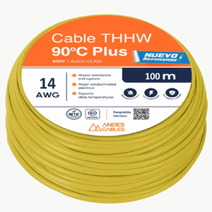 CABLE ANDES FLEX THHW 14 AWG 90 PLUS AMARILLO