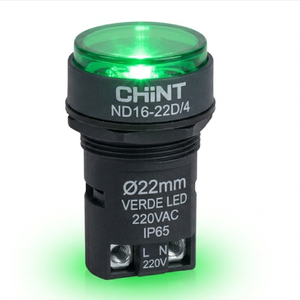 LUZ PILOTO LED 22MM VERDE PLAST. 220VAC ND16-22D/4CHINT