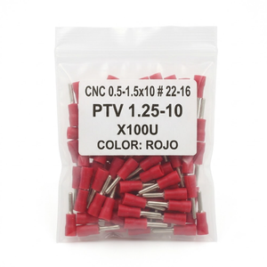 TERMINALES PIN ROJO CNC 0.51.5x10 # 22-16 (X100U)